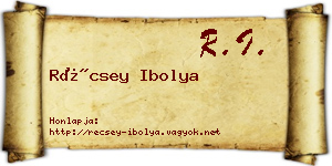 Récsey Ibolya névjegykártya